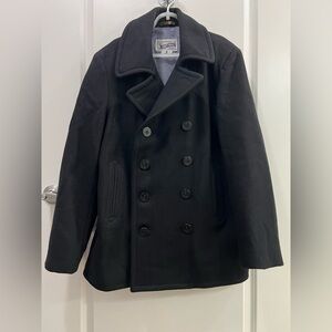 Schott Bros 751 Slim Fit Men's Black Peacoat XL